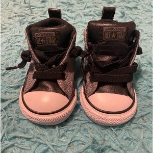 Black and gray toddler converse sneakers